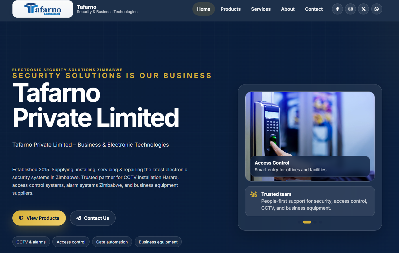 Tafarno Private Limited website preview